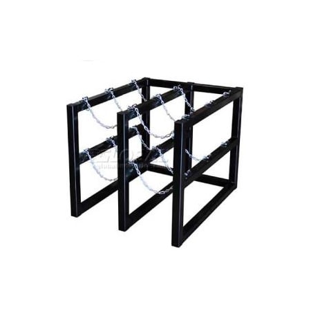 Justrite Stainless Steel Cylinder Tube Rack, 2 Wide x 3 Deep, 30"W x 38"D x 30"H, 6 Cylinder Cap. 35116